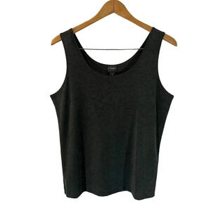 Chicos Travelers Slinky Tank Size 2 Dark Forest Green Stretch Knit Layering Top